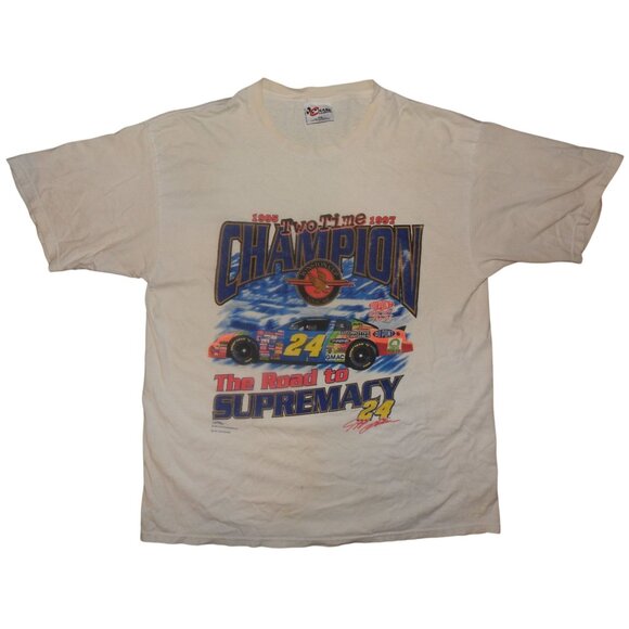Vintage Jeff Gordon Two Time NASCAR Champion 1995 1997 Single Stitch T-Shirt XXL - Picture 1 of 9